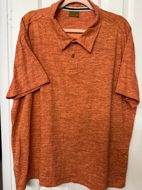 Big Sky Men's Orange Heather Polo Shirt - Relaxed Short Sleeve Cotton Size XL